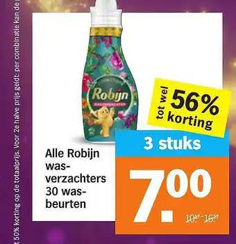 Albert Heijn Alle robijn wasverzachters 30 wasbeurten aanbieding