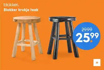 Blokker Blokker krukje teak aanbieding