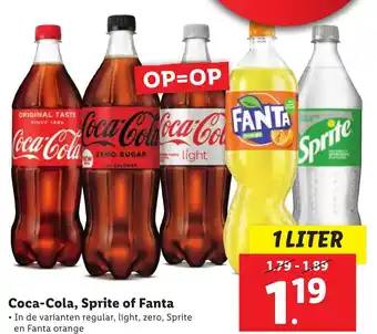 Lidl Coca-cola, sprite of fanta 1 liter aanbieding