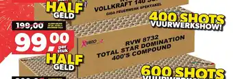 Vuurwerk XXL RVW 8732 Total Star Domination 400's Compound aanbieding