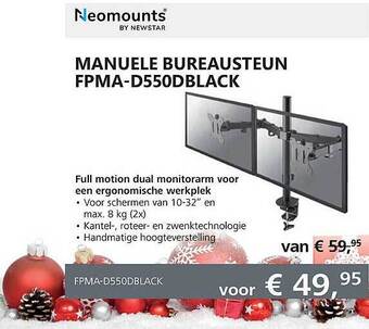 Informatique Neomounts manuele bureausteun fpma-d550dblack aanbieding