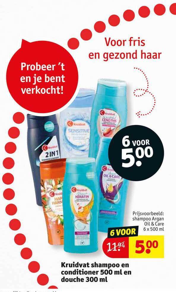 Kruidvat shampoo en conditioner 500ml en douche 300 ml aanbieding bij