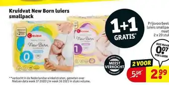 Kruidvat Kruidvat new born luiers small pack 1+1 gratis aanbieding