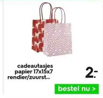 HEMA Cadeautasjes papier 17x15x7 rendlier-zuurst... aanbieding