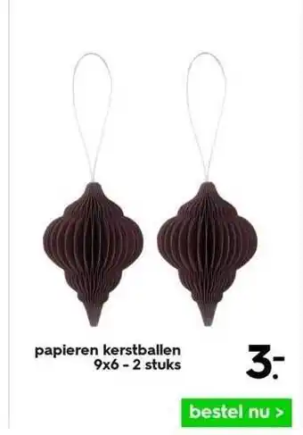 HEMA Papieren kerstballen 9x6 - 2 stuks aanbieding