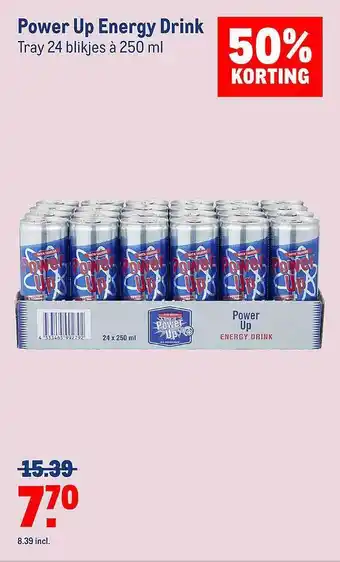 Makro Power up energy drink 50% korting aanbieding