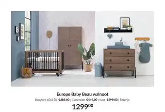 Babypark Europe baby beau walnoot aanbieding