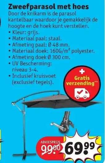 Kruidvat Zweefparasol met hoes aanbieding