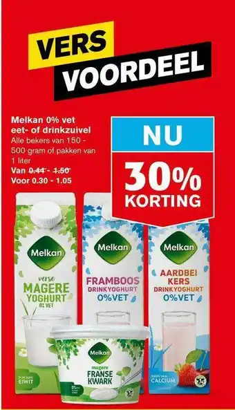 Hoogvliet Melkan 0% vet eet- of drinkzuivel aanbieding