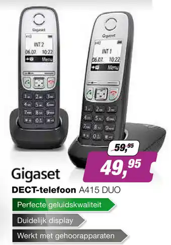 EP Gigaset Dect Huistelefoon | A415 DUO aanbieding