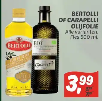 Dekamarkt Bertolli of Carapelli olijfolie 500 ml aanbieding