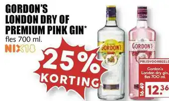 MCD Supermarkt Gordon's London Dry Of Premium Pink Gin 25% Korting 700ml aanbieding