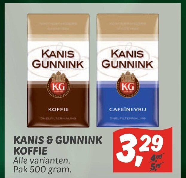Kanis & Gunnink koffie 500 gram aanbieding bij Dekamarkt