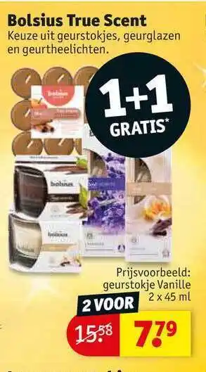 Kruidvat Bolsius true scent 1+1 gratis aanbieding