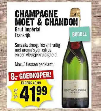 Dirck 3 Champagne moet & chandon brut impérial aanbieding