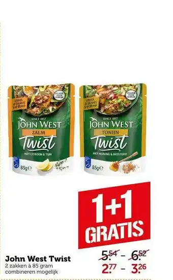 CoopCompact John West Twist 1+1 Gratis 85g aanbieding