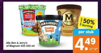 Albert Heijn Alle ben & jerry's of magnum 400-500ml aanbieding