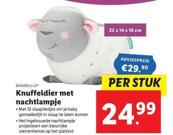 Lidl Badabulle® Knuffeldier Met Nachtlampje aanbieding
