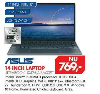 Vobis Asus 14 Inch Laptop Ultrabook UX425JA-BM039T aanbieding