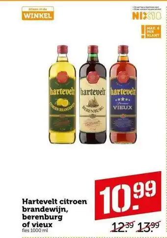 CoopCompact Hartevelt Citroen, Brandewijn, Berenburg Of Vieux 1000ml aanbieding