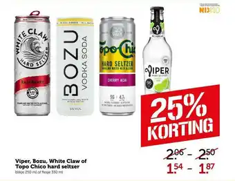 CoopCompact Viper, Bozu, White Claw Of Topo Chico Hard Seltzer 25% Korting 330ml aanbieding