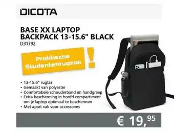 ITPRODEALS Dicota Base XX Laptop Backpack 13-15.6 aanbieding