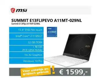 ITPRODEALS MSI Summit E13FLIPEVO A11MT-029NL Laptop aanbieding