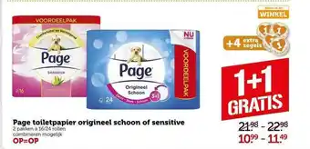 CoopCompact Page Toiletpapier Origineel Schoon Of Sensitive 1+1 Gratis aanbieding