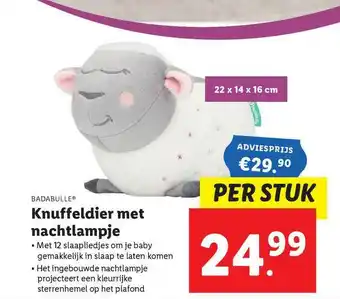 Lidl Badabulle® Knuffeldier Met Nachtlampje aanbieding