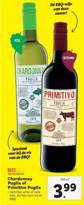 Lidl Chardonnay Puglia Of Primitivo Puglia aanbieding