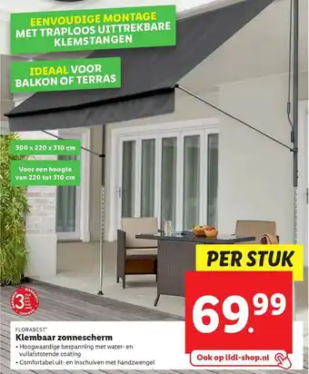 Lidl Florabest® Klembaar Zonnescherm aanbieding