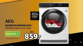 Expert AEG Warmtepompdroger Tr8trier Absolute Care aanbieding