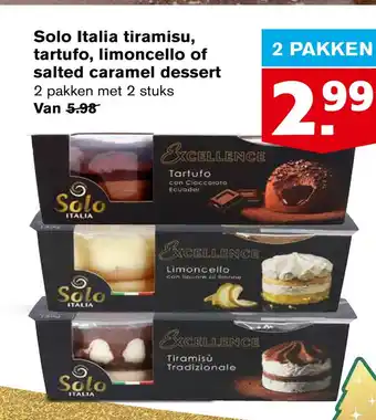 Hoogvliet Solo italia tiramisu, tartufo, limoncello of salted caramel dessert aanbieding