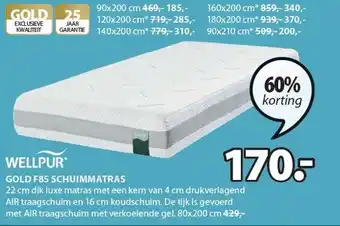 Jysk Gold f85 schuimmatras aanbieding