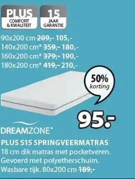 Jysk Plus s15 springveermatras aanbieding