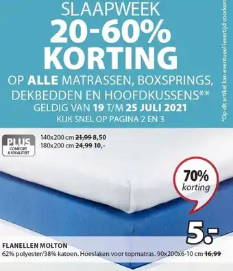 Jysk Flanellen molton aanbieding