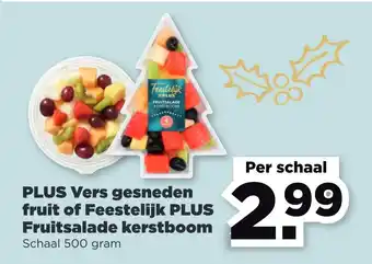 PLUS Plus vers gesneden fruit of feestelijk plus fruitsalade kerstboom aanbieding