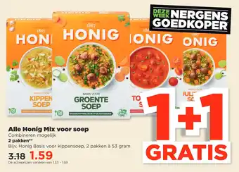 PLUS Alle honig mix voor soep aanbieding