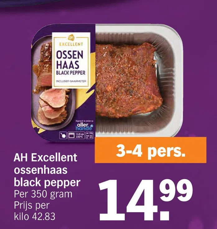 Ah excellent ossenhaas black pepper aanbieding bij Albert Heijn