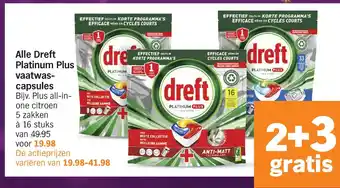 Albert Heijn Alle dreft platinum plus vaatwas- capsules aanbieding