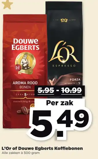 PLUS L'or of douwe egberts koffiebonen aanbieding