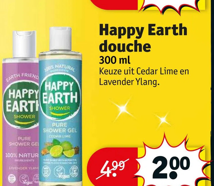 Happy earth douche aanbieding bij Kruidvat