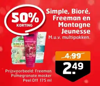 Trekpleister Simple,Biore,Freeman en Montagne Jeunesse aanbieding