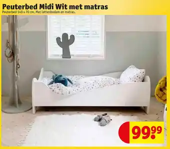 Kruidvat Peuterbed midi wit met matras aanbieding