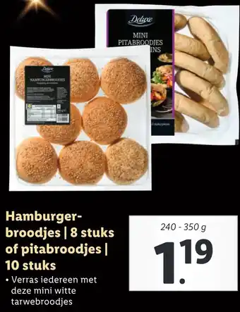 Lidl Hamburgerbroodjes | 8 stuks pitabroodjes | of 10 stuks aanbieding