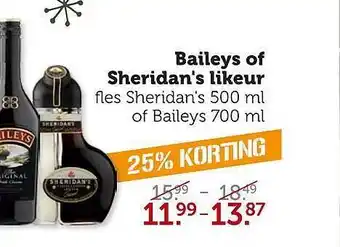 Coop Baileys of sheridan's likeur aanbieding