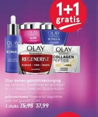 Etos Olay dames gezichtsverzorging 1+1 gratis aanbieding