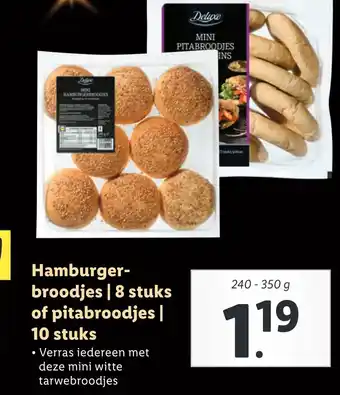 Lidl Hamburger- broodjes | 8 stuks of pitabroodjes | 10 stuks aanbieding