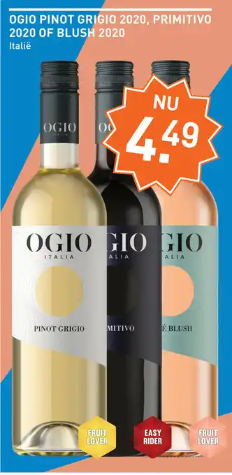 Gall & Gall Ogio Pinot Grigio 2020, Primitivo 2020 of Blush 2020 aanbieding