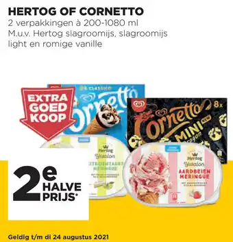 Jumbo Hertog of Cornetto 2*200ml-1.08L aanbieding